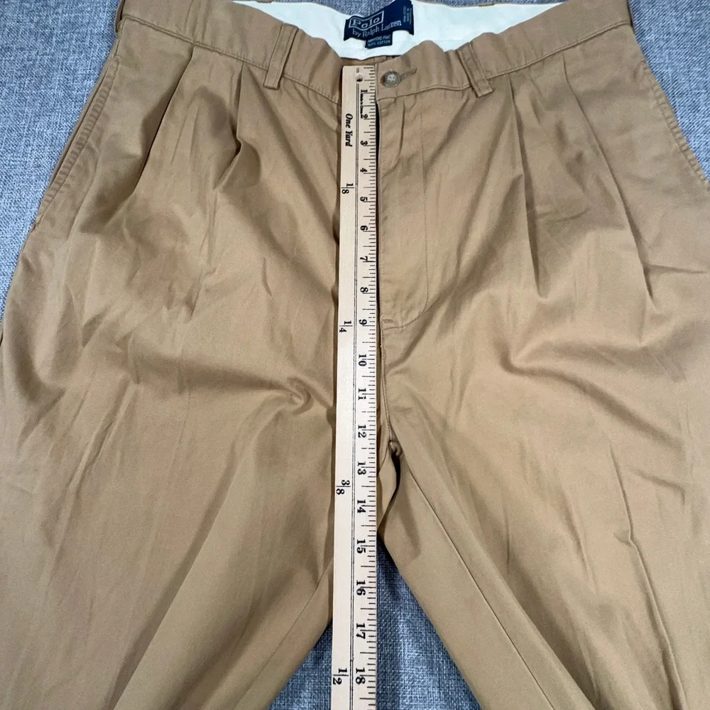 Polo Ralph Lauren Hammond Pant Mens 36x30 (Fits 35x29) Tan Double Pleated Cuffed